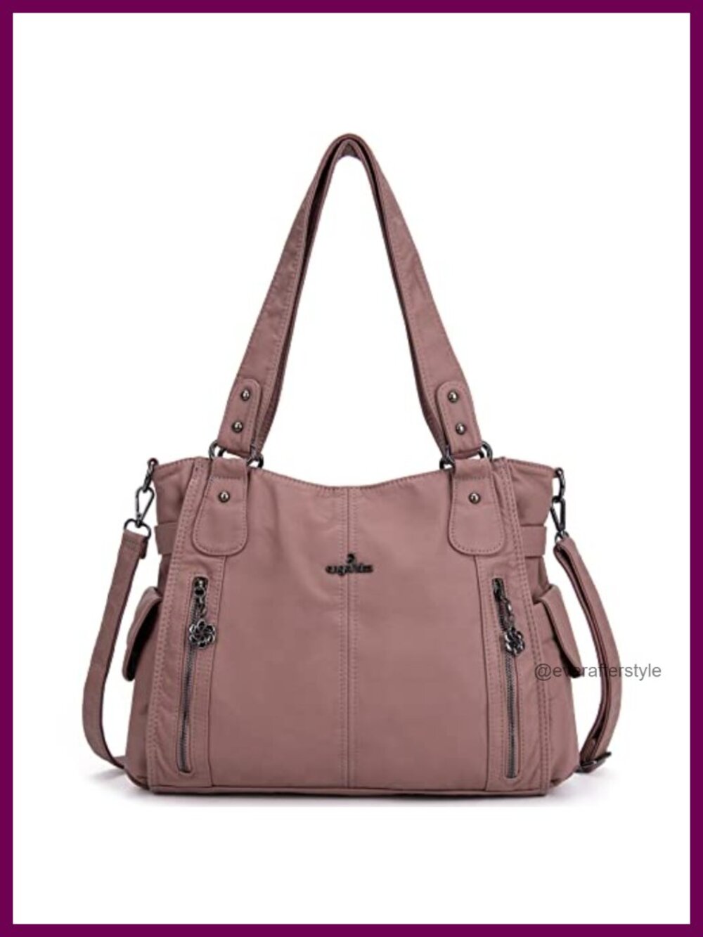Washed PU Leather Hobo Shoulder Bag Removable Strap Crossbody Purse